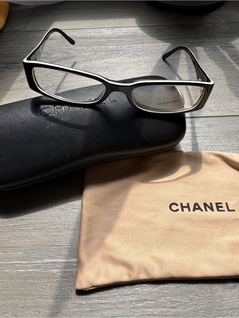 Authentic Vintage CHANEL 3094 Black Eyeglasses with Silver CC Logos